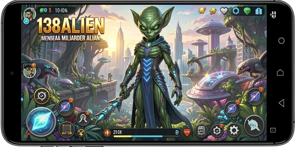 Gameplay seru 138ALIEN saat membangun kerajaan bisnis alien.
