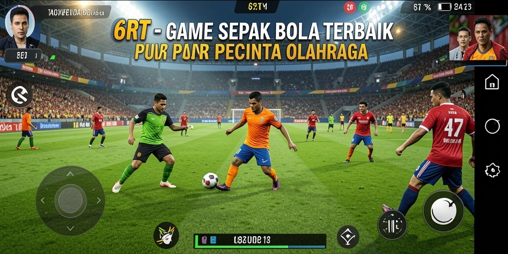 Tampilan gameplay 6RT dengan aksi sepak bola seru dan mendebarkan.