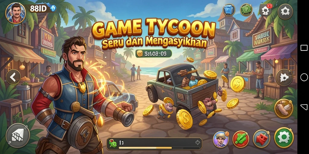 Tampilan gameplay 88ID yang menarik dengan berbagai pilihan bisnis.