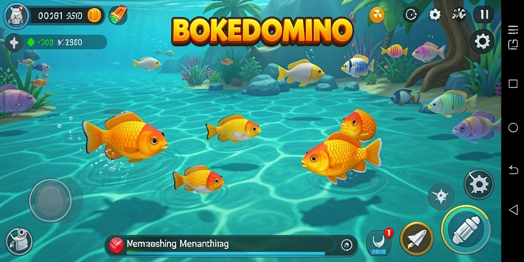Tampilan gameplay menarik dari BOKEDOMINO saat memancing.