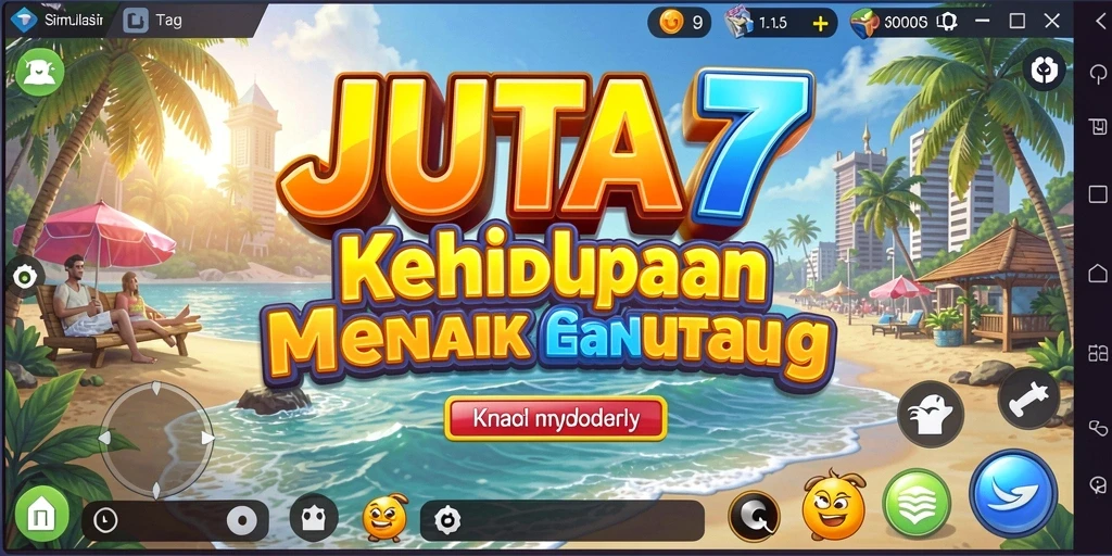 Screenshot utama JUTA7 menampilkan gameplay simulasi yang mendalam.