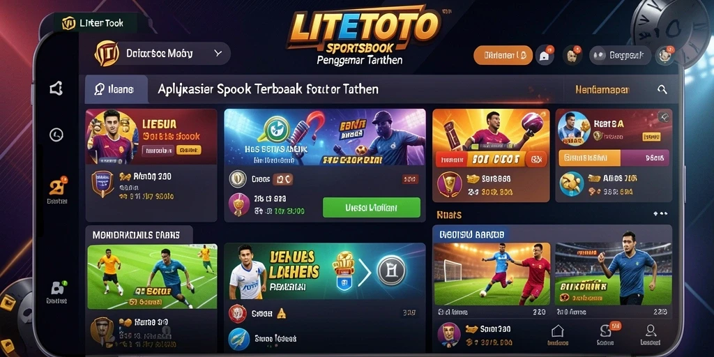 Tampilan screenshot <strong>LITETOTO</strong> menampilkan antarmuka Sportsbook yang menarik.