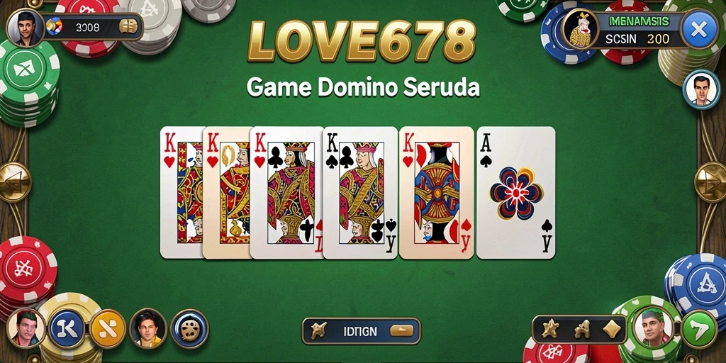 Screenshot gameplay LOVE678 menampilkan aksi seru permainan domino.