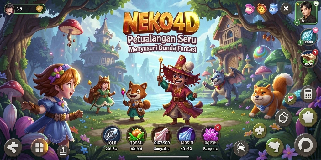 Tangkapan layar utama gameplay NEKO4D menampilkan petualangan yang menawan.
