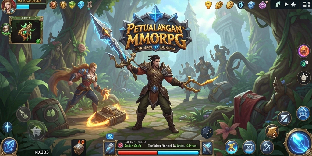 Tampilan gameplay yang menakjubkan di NX303, dunia MMORPG yang penuh petualangan.