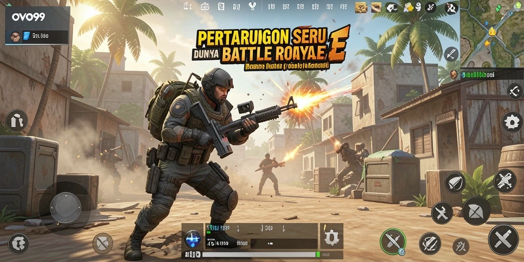 Tangkapan layar menunjukkan gameplay seru dalam OVO99 Battle Royale.