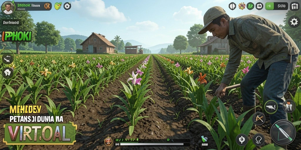 Screenshot PPHOKI menunjukkan cara asyiknya bertani di dunia virtual.
