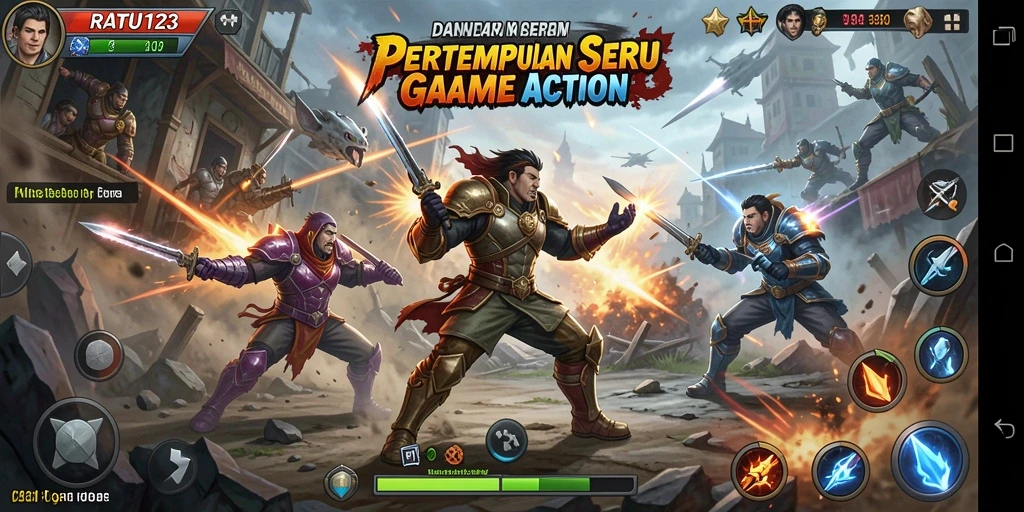 Tampilan gameplay seru di RATU123 dengan aksi pertempuran mendebarkan.
