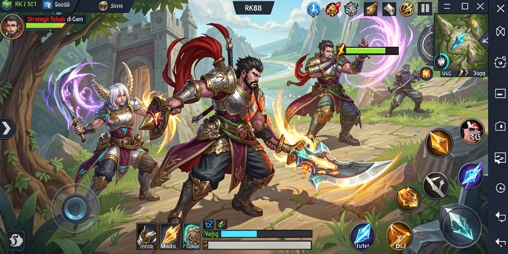 Tampilan gameplay menegangkan di dalam dunia strategi SLG.