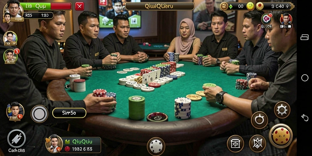 Screenshot menampilkan gameplay QiuQiu yang seru dan interaktif.
