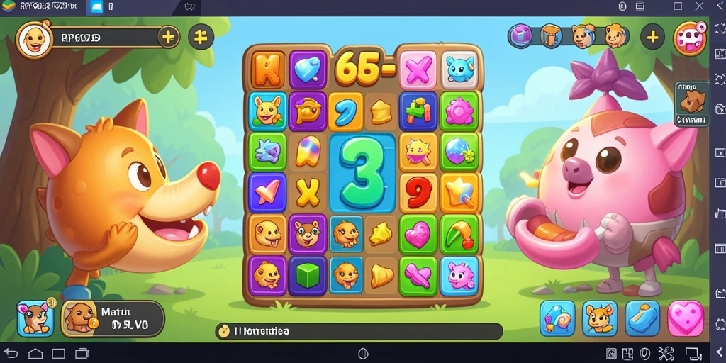 Screenshot RP6677 menampilkan aksi mencocokkan elemen dalam gameplay Match-3.