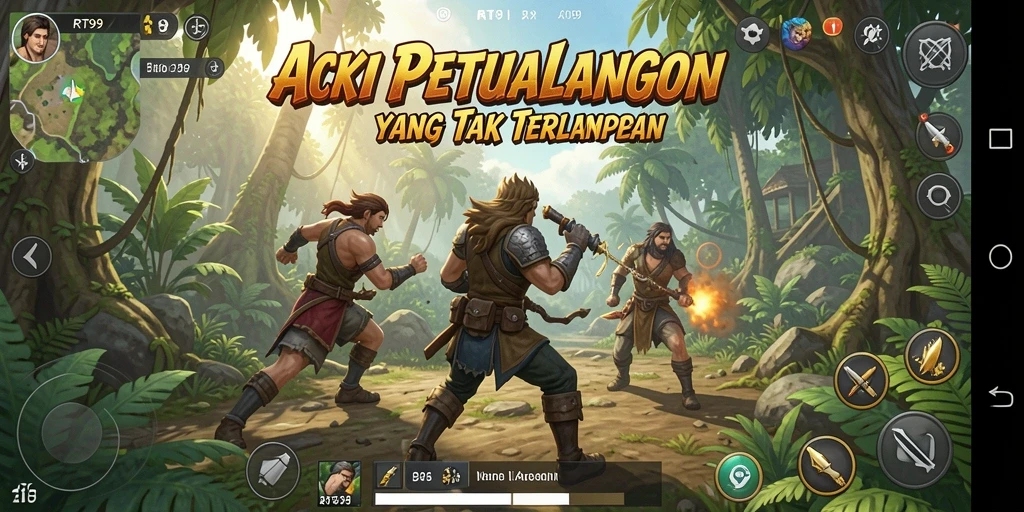 Screenshot menampilkan pertarungan epik di RT99 dengan efek grafis yang menawan.