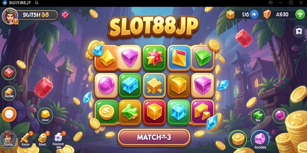 Tangkapan layar utama SLOT88JP menampilkan gameplay seru Match-3.