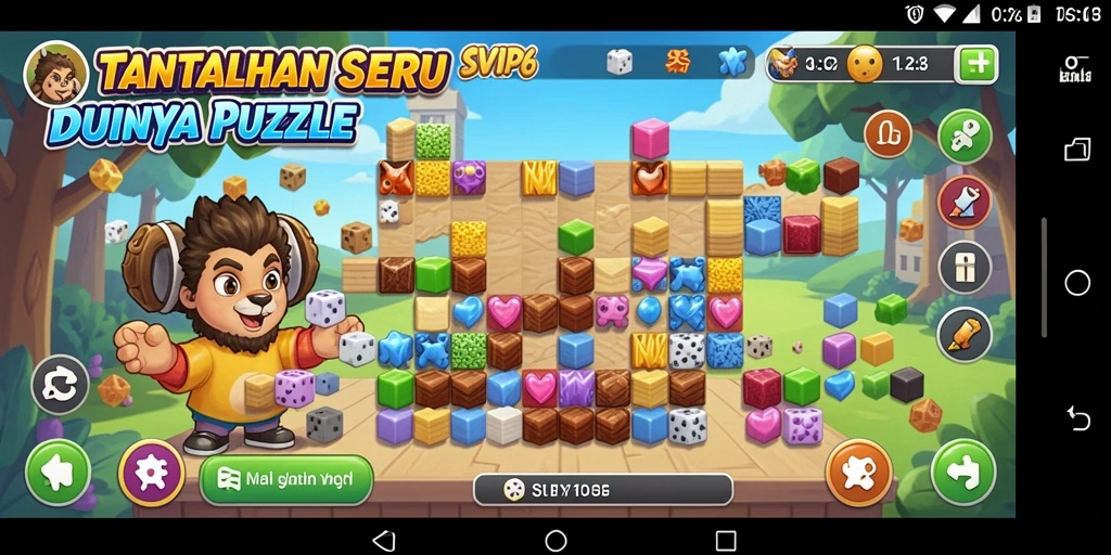 Tampilan seru dari gameplay puzzle SVIP6 yang penuh warna.