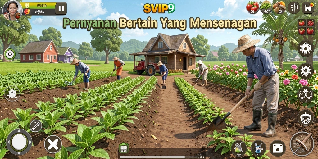 Tampilan gameplay bertani di SVIP9 yang seru dan interaktif.