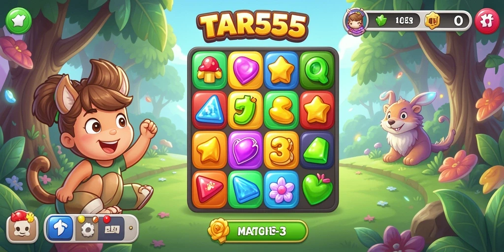 Screenshot TAR555 menampilkan gameplay seru dengan kombinasi warna-warni.
