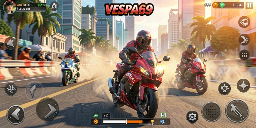 Tampilan gameplay seru dari VESPA69 yang penuh adrenalin.
